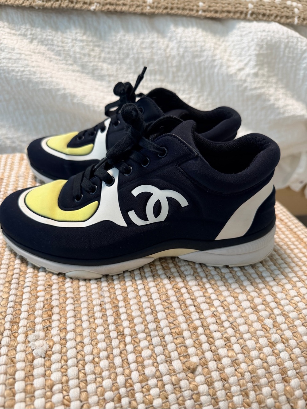 CHANEL Black, White & Yellow Women’s Sport Sneakers